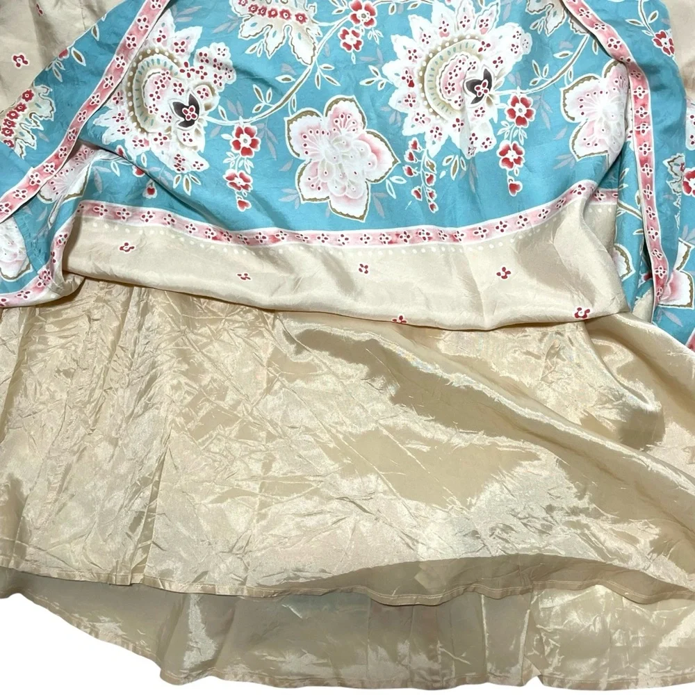 Massimo Dutti silk floral long maxi skirt beige sz USA 10. 42/32 lined - Picture 4 of 11